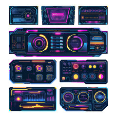 Aufkleber - Set with call outs communication. Futuristic callout bar. Set of HUD futuristic sci fi frame template. Digita