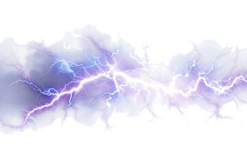 Aufkleber - Lightning, electric thunderbolt strike of blue color during night storm, impact, crack, magical energy flash