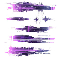 Aufkleber - Glitch tech banners, technology abstract corrupted frames in cyberpunk style