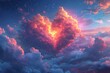 Pink Heart in the Sky: A Love-Filled Cloudy Night Generative AI