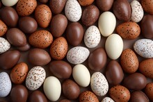 Banner With A Lot Of Black And White Chocolate Easter Eggs. View From Above. Generated With AI