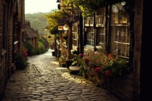 Picturesque English Village: A Charming Countryside Scene In Yorkshire