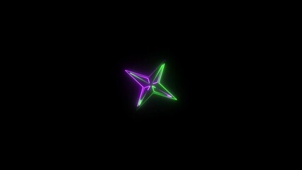 Wall Mural - neon light star sign animation background.
