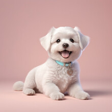 Cute Smiley 3D Render Dog Isolated In Pink Pastel Color Bakcground  