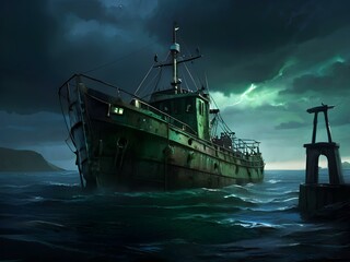 Wall Mural - ship in the sea