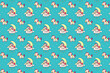 sleeping unicorn with moon stars on clouds on turquoise isolated background seamless endless pattern vector illustration
