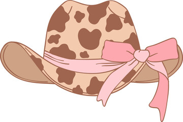 Wall Mural - Coquette Cowgirl hat with pink ribbon bow 