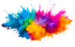Holi color powder  isolated on transparent background. Colorful Holi Powder Explosion