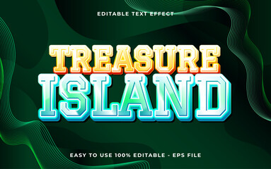 Poster - treasure island 3d editable vector text style effect. Vector text effect with glossy concept.