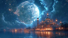 Moonlit Night At The Grand Mosque Generative AI