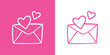 Logo del día de San Valentín. Mensaje de amor. Silueta de corazones con sobre cerrado para su uso en felicitaciones y tarjetas