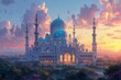 Arabian Nights: A Majestic Mosque in the Sky Generative AI