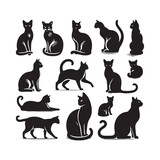 Fototapeta Koty - Mystical Aura: Siamese Cat Silhouette Ensemble Conjuring Enchanting Whispers - Siamese Cat Illustration - Siamese Cat Vector

