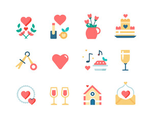 Sticker - valentine icon set vector