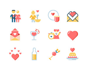 Sticker - valentine icon set vector