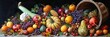 A picturesque cornucopia overflowing with an abundance of seasonal fruits and vegetables