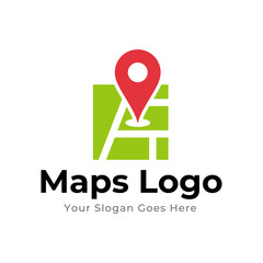 Poster - Map Pin Logo Design Element. Map pin location icon logo design