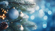 ©  Mohammad Xte - Christmas Tree With Ornaments In Blue And Bokeh Lights