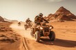 © dark_blade - Offroad safari in sand desert. Quad bike on sand dune. ai generated