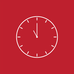 Poster - Clock icon. Time symbol. Flat Vector illustration. White on red background. Icon and symbol design elements for various design needs.