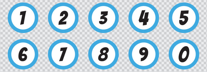 Numbers icon set on transparent background. Number Bullet Point Colorful Arrow Set 1 to 10.