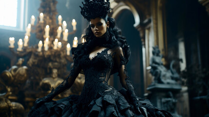 Poster - Beautiful dark evil fairy in her castle