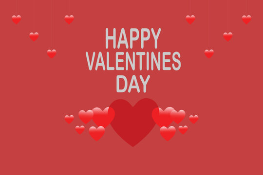 Happy Valentine's Day Hand Lettering with Long Shadow. 