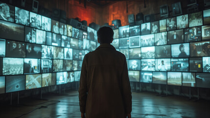 Poster - Human tracking displayed on surveillance screens