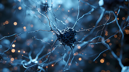 Abstract blue macro presentation of neural network in the human nervous system