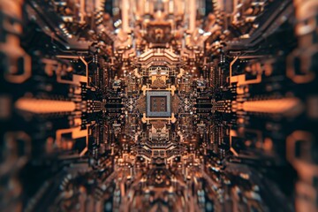 Fototapete - Glowing computer board