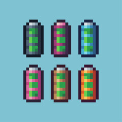Fototapete - Pixel art sets icon of battery variation color. phone battery icon on pixelated style. 8bits perfect for game asset or design asset element for your game design. Simple pixel art icon asset.