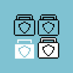 Fototapete - Pixel art outline sets icon of shield case variation color. Shield icon on pixelated style. 8bits perfect for game asset or design asset element for your game design. Simple pixel art icon asset.