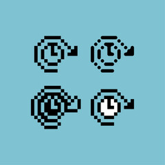 Poster - Pixel art outline sets icon of redo time variation color. watch clock icon on pixelated style. 8bits perfect for game asset or design asset element for your game design. Simple pixel art icon asset.