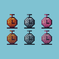 Fototapete - Pixel art stroke sets icon of clock variation color. clock watch icon on pixelated style. 8bits perfect for game asset or design asset element for your game design. Simple pixel art icon asset.
