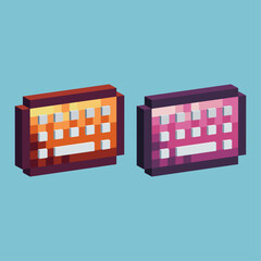 Poster - 
Isometric Pixel art 3d of Keyboard icon for items asset.Keyboard icon on pixelated style.8bits perfect for game asset or design asset element for your game design asset.