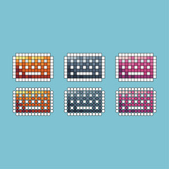 Poster - Pixel art stroke sets icon of keyboard variation color. Keyboard icon on pixelated style. 8bits perfect for game asset or design asset element for your game design. Simple pixel art icon asset.