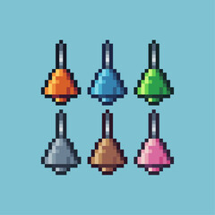 Poster - Pixel art sets icon of bell variation color. icon on pixelated style. barn bell 8bits perfect for game asset or design asset element for your game design. Simple pixel art icon asset.