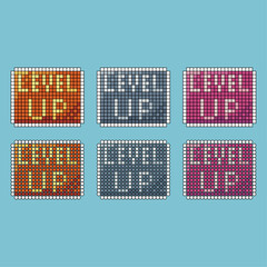 Fototapete - Pixel art stroke sets icon of level up variation color.level up icon on pixelated style. 8bits perfect for game asset or design asset element for your game design. Simple pixel art icon asset.
