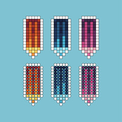 Poster - Pixel art stroke sets icon of pencil variation color.Pencil icon on pixelated style. 8bits perfect for game asset or design asset element for your game design. Simple pixel art icon asset.