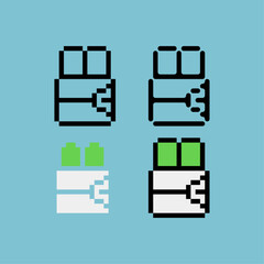 Poster - Pixel art outline sets icon of wallet with money variation color.wallet icon on pixelated style. 8bits perfect for game asset or design asset element for your game design. Simple pixel art icon asset.