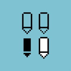 Fototapete - Pixel art outline sets icon of pencil variation color.Pencil icon on pixelated style. 8bits perfect for game asset or design asset element for your game design. Simple pixel art icon asset.