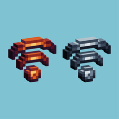 Fototapete - 
Isometric Pixel art 3d of wifi network icon for items asset. Network icon on pixelated style.8bits perfect for game asset or design asset element for your game design asset.