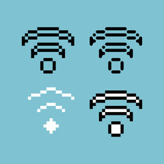 Fototapete - Pixel art outline sets icon of wifi network variation color. Network icon on pixelated style. 8bits perfect for game asset or design asset element for your game design. Simple pixel art icon asset.