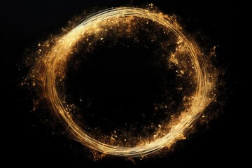Poster - A circle of gold dust on a black background. Can be used for various design projects