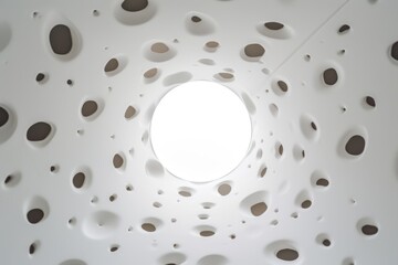 Poster - A white ceiling with holes and a central hole. Suitable for architectural or interior design concepts