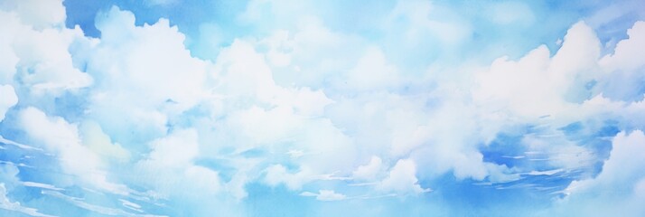 Wall Mural - colorful watercolor background with blue clouds