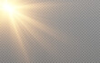 Vector light png. Realistic bright flash of light png. Sun, sun rays.