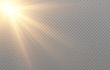 Vector Light Png. Realistic Bright Flash Of Light Png. Sun, Sun Rays.
