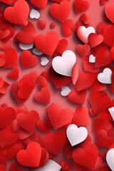 Poster - A picture featuring numerous red and white hearts on a vibrant red background. Perfect for Valentine's Day or any romantic occasion