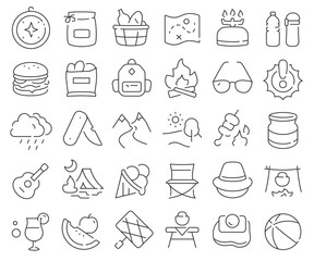 Poster - Picnic line icons collection. Thin outline icons pack. Vector illustration eps10